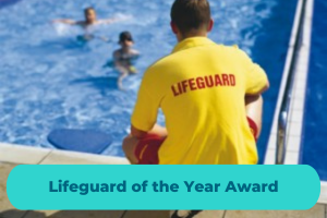 An image of a lifeguard with the copy Lifeguard of the Year